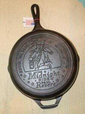 Lodge Cracker Barrel Paul Revere Cast Iron Skillet 10.25” New Tags USA
